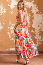 Load image into Gallery viewer, Printed Tie Shoulder Smocked Tiered Maxi Dress