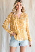Load image into Gallery viewer, Printed Notched Neck Smocked Blouse