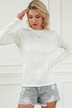Load image into Gallery viewer, Floral Eyelet Round Neck Long Sleeve Knit Top
