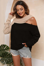 Load image into Gallery viewer, Asymmetrical Long Sleeve Two-Tone Cutout Sweater