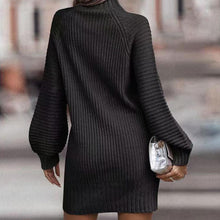 Load image into Gallery viewer, Mock Neck Lantern Sleeve Sweater Dress