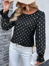 Load image into Gallery viewer, Printed Round Neck Flounce Sleeve Blouse