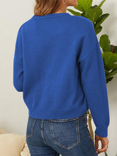 Load image into Gallery viewer, Flower Button Front Dropped Shoulder Cardigan