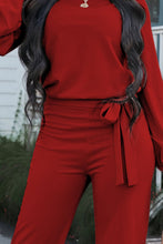 Load image into Gallery viewer, Boat Neck Tie Belt Jumpsuit
