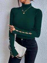 Load image into Gallery viewer, Cutout Turtleneck Rib-Knit Top
