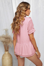 Load image into Gallery viewer, Swiss Dot Deep V Flounce Sleeve Blouse