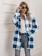 Load image into Gallery viewer, Plaid Collared Neck Longline Coat