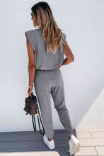 Load image into Gallery viewer, Padded Shoulder Top and Joggers Lounge Set
