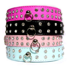 Load image into Gallery viewer, Double Row Crystal Rhinestone Dog Collars 10-20&quot;-0