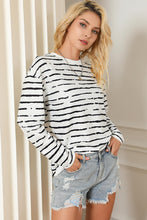 Load image into Gallery viewer, Striped Round Neck Long Sleeve T-Shirt
