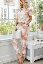 Load image into Gallery viewer, Tie-Dye Round Neck Short Sleeve Top and Pants Lounge Set