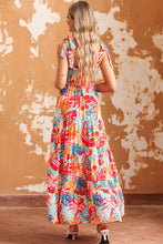 Load image into Gallery viewer, Printed Tie Shoulder Smocked Tiered Maxi Dress