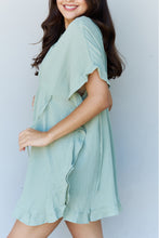 Load image into Gallery viewer, Plus Size Ruffle Hem Dress with Drawstring Waistband in Light Sage