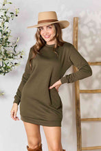 Load image into Gallery viewer, Double Take Round Neck Long Sleeve Mini Dress with Pockets