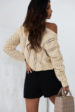 Load image into Gallery viewer, Full Size Openwork Cable-Knit Round Neck Knit Top