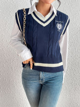 Load image into Gallery viewer, Cable-Knit V-Neck Sweater Vest
