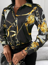 Load image into Gallery viewer, Printed Collared Neck Long Sleeve Shirt