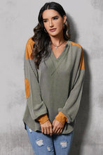Load image into Gallery viewer, Striped Notched Long Sleeve Blouse