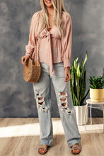 Load image into Gallery viewer, Striped Deep V Bow Detail Babydoll Top