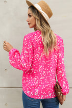 Load image into Gallery viewer, Printed Notched Neck Smocked Blouse