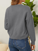 Load image into Gallery viewer, Flower Button Front Dropped Shoulder Cardigan