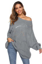 Load image into Gallery viewer, Round Neck Long Sleeve Openwork Sweater
