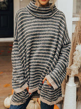 Load image into Gallery viewer, Striped Turtleneck Sweater with Pockets