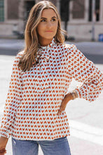 Load image into Gallery viewer, Double Take Printed Tie Neck Long Sleeve Blouse