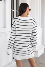 Load image into Gallery viewer, Striped V-Neck Sweater Dress