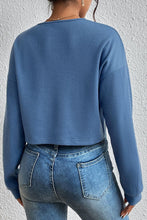 Load image into Gallery viewer, Cropped V-Neck Raglan Sleeve Buttoned Blouse