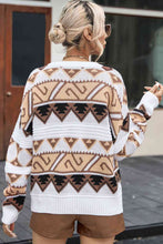 Load image into Gallery viewer, Geometric Round Neck Dropped Shoulder Sweater