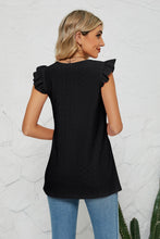 Load image into Gallery viewer, Smocked Round Neck Eyelet Top