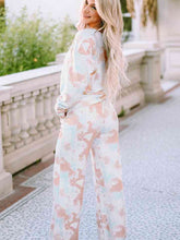 Load image into Gallery viewer, Printed Long Sleeve Top and Wide Leg Pants Lounge Set