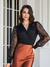 Load image into Gallery viewer, Lantern Sleeve Surplice Neck Blouse