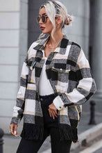 Load image into Gallery viewer, Plaid Collared Neck Snap Front Jacket