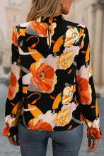 Load image into Gallery viewer, Floral Mock Neck Flounce Sleeve Blouse