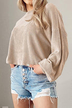 Load image into Gallery viewer, Round Neck Drop Shoulder Long Sleeve Top