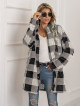 Load image into Gallery viewer, Plaid Collared Neck Longline Coat