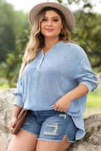 Load image into Gallery viewer, Plus Size Half Button Long Sleeve Blouse