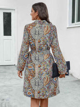Load image into Gallery viewer, Printed Collared Neck Long Sleeve Dress