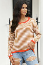 Load image into Gallery viewer, Striped Round Neck Drop Shoulder T-Shirt