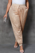 Load image into Gallery viewer, Plus Size Sequin Drawstring Joggers with Pockets