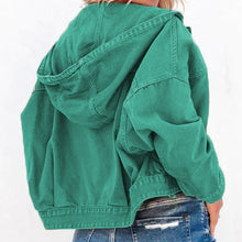 Load image into Gallery viewer, Hooded Dropped Shoulder Denim Jacket