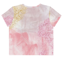 Load image into Gallery viewer, Pastel Pink and Gold Glitter Design Crop Tee