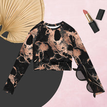 Load image into Gallery viewer, Black and Gold  Long-Sleeve Crop Top