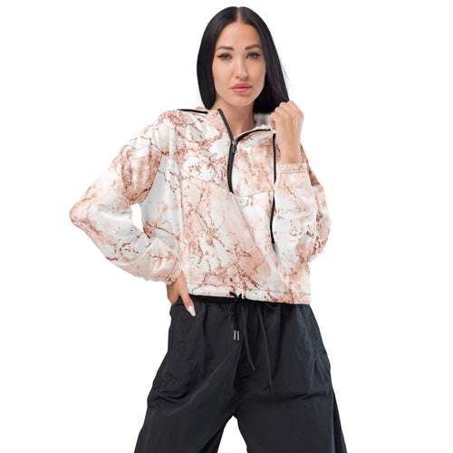 Women’s Coral Marbled Cropped Windbreaker