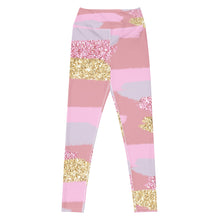 Load image into Gallery viewer, Pink and Glitter Fatigues Design Yoga Leggings