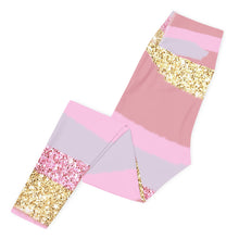 Load image into Gallery viewer, Pink and Glitter Fatigues Design Yoga Leggings