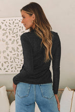 Load image into Gallery viewer, Metallic Cutout Round Neck Long Sleeve Top
