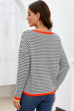 Load image into Gallery viewer, Striped Round Neck Drop Shoulder T-Shirt